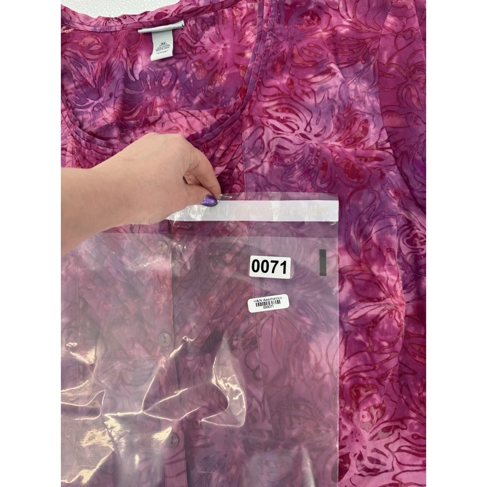 Catherines Top Purple and Pink Floral Print Stretchy Tunic Top - Picture 4 of 8